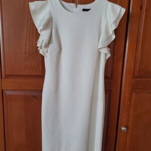 Tommy Hilfiger Cream Ruffle Sleeve Mini Dress